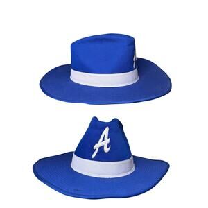 VINTAGE ATLANTA BRAVES "YA" OFFICIAL MLB COWBOY HAT BLUE&WHITE XL ( FLAWS)